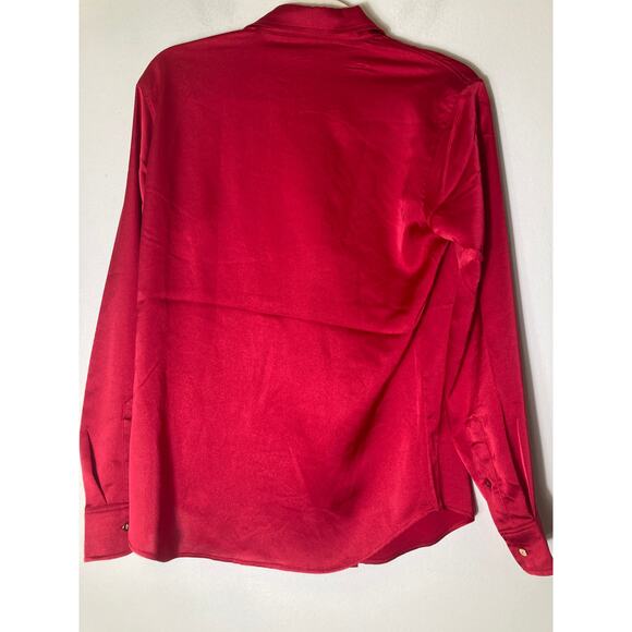 Lauren Ralph Lauren Crimson Red Long Sleeve Button Up Shirt Sz S - Picture 2 of 2